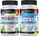Triple fuerza Omega 3 aceite de pescado Softgels (1 mes de suministro) más 40 millones de dólares de suplemento probiótico diario CFU (1 mes de suministro)