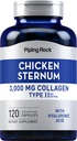 Piping Rock Chicken Sternum Tipo II Collagen Supplement TEN 3000mg TEN 120 Capsules Silencio with Hyaluronic Acid ← Non-GMO, Gluten Free