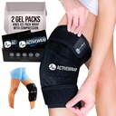 ActiveWrap - Knee Ice Pack Wrap con Compresión, 2 Reutilizables Gel Heat &amp; Cold Packs para Dolor de rodilla, dolor de piernas " Shin Splints. Wrap Frío Flexible para el Control de Daños y Hinchas &amp; Soporte Conjunto - One Size Fits Most
