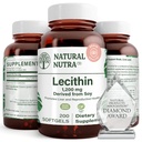 Natural Nutra Soy Lecithin 1200 mg Suplemento dietético - Función cerebral, Salud del hígado, Mejorar la salud procreante, Suplemento de botín - Sin gluten, libre de BPA, 200 Softgels en botellas de vidrio reciclable