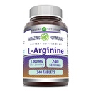 Amazing Formulas L-Arginine 1000mg Tablets ← Amino Acid Suplemento para Mujeres &amp; Hombres Silencio No-GMO Silencio Gluten Free TEN Made in USA (240 Conde)