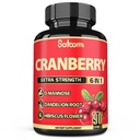 Satoomi 6in1 Píldoras de arándano para mujeres - 3 meses de suministro - 6 ingredientes de hierbas Extracto - 90 cápsulas de verduras
