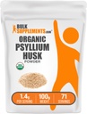 BulkSupplements.com Orgánica Psyllium Husk Powder - Psyllium Husk Polvo para Hornear, Suplemento de fibra - Gluten Gratis, 1.4g por Serving, 100g (3.5 oz) (Pack of 1)