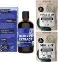 Extracto de arándano para ojos Suplemento de arándano orgánico para ojos, Shilajit Powder Raw Shilajit para hombres 5 bolsa de onda, Tongkat Ali para hombres Polvo 282 Servidores Tonkat-Ali Longjack Root
