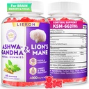Ashwagandha Gummies - Organic Ashwagandha & Lions Mane Gummies for Adults with 4 Adaptogenic Herb for Stress, Cognitive &amp; Immune Support Todd Cortisol Supplements for Women &amp; Men, Berry Flavor - 60 Counts