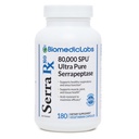 Serra-RX 80,000 SU Serrapeptase - Acid-Resstant Proteolytic Enzyme sistémico, No GMO, Gluten Free, Vegan, soporta Sinus &amp; Lung Health, 180 Veg Capsules