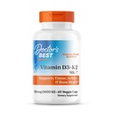 Mejor vitamina D3 + K2 (Vitamin K2 como MK-7), soporta el hueso, el tejido, la salud Arterial, la absorción de calcio • no GMO • sin gluten • vegetariano, 5000 UI, 60 cápsulas de verduras