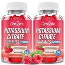 2 Pack Potasio Citrate Gummies, Suplemento de Potasio Alto Gummies 1200mg Apoyo Leg Cramps &amp; Muscle Health, Potassium Gummies for Adults &amp; Kids, Vegan, Raspberry Flavor 120 Conde