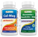 Mejores Naturales Magnesio de Calcio con Vitamina D3 1500mg &amp; Condroitina de Glucosamina y MSM
