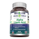 Fórmulas asombrosas Ácido Lipoico alfa 300 mg Capsules Suplemento No-GMO Silencioso Gluten Libre Silencio Made in USA (60 Cuenta)