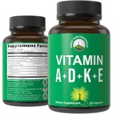 Rendimiento de pico Vitaminas D 5,000 iu + A + K + E Todo en 1 Cápsula Vegana Fácil de Tragar. Suplemento Vitamina ADK con E D3 K2. Vitaminas Esenciales para Mood, Immune, Bone, Vision, Heart