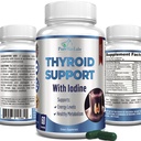 Soporte de tiroides con yodo - Metabolismo Booster, Energía de Booster, Aumento de Focus - Suplemento de tiroides Premium No GMO 60 cápsulas