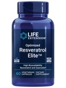 Extensión de vida Optimizada Resveratrol Elite, Trans-resveratrol, quercetina, Envejecimiento saludable, Salud cardíaca, Salud cerebral, estrés oxidativo, libre de gluten, no GMO, vegetariano, 60 cápsulas