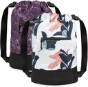 [2-Pack] Flex Cinch Drawstring Gimnasio para Mujer con Diseños Gráficos TENIDO Ligero Durable Ligero Gimnasio Bolsas TENIDO Ideal para Gym Bag, Traveling y Overnights