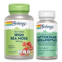 SOLARAY Irish Sea Moss 500mg y Nattokinase Serrapeptase Suplemento - Wellness Bundle with Naturally Occurring Vitamins, Minerals - Gut Health, Sinus, Heart Health Support, 60-Day Guarantee, 100/30ct