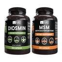 PURE ORIGINAL INGREDIENTES Diosmin y MSM Bundle, 365 Capsules Cada, No Magnesio o Rice Fillers, Siempre Puro