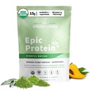 Sprout Living Epic Protein, Plant Based Protein & Superfoods Powder, Mindful Matcha  17 Grams Organic Protein Powder, Vegan, Non-GMO, Gluten Free, Adaptogens + Nootropics (1 Pound, 12 Servings)