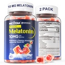 2 Pack Sugar Gummies de Melatonina Gratis 10mg 20mg Magnesium Glycinate Melatonin for Adults, Ashwagandha, L-Theanine, B6, B12, Lemon Balm and Chamomile for Deep Relaxation, Antioxidant, Vegan,120 Day