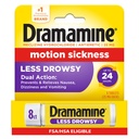 Dramamine Motion Sickness Less Drowsy, Travel Vial, Multicolor, 8 Cuenta