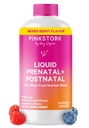 Pink Stork Liquid Prenatal Vitamins for Women - Berry Flavor - Organic Food Blend - Fertility, Pregnancy, Postpartum Essentials - Morning Sickness Support - Breastfeeding " Lactation - 32 Servings