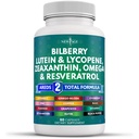 NUEVA AGE Salud Ocular Vitaminas con Luteina de Fresa &amp; Zeaxanthin Lycopene Resveratrol Grape Semillas Astaxanthin - Ojo Vitamina - 60 Con