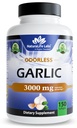 NaturaLife Labs Ajo sin olor – 3000 mg Equivalente por Serving – 150 Softgels – Extracto de ajo concentrado con aceite de oliva virgen extra orgánica – No Gluten-Free