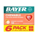 Bayer Aspirin Low Dose 81 mg Chewable Tablets, Dolor de Dolor, Orange Flavored, 216 Tablets (6 Pack)