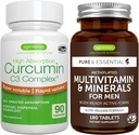 Multivitamínico &amp; Minerales para Hombres + Complejo de Curcumina de Alta Absorción C3, Bundle Vegan, Sostened Release Advanced Multivitamin + 300% Mayor Absorption Curcuminoids with Rapid Uptake, by Igennus