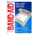 Band-Aid Brand Tru-Stay Adhesive Pads, Sterile Sheer Bandages for First Aid & Wound Care, Pad Covers &amp; Protects Minor Cuts, Scrapes & Burns, Lightweight, Large Size, 10 Count