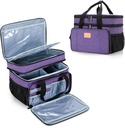 LUXJA 2 Capas Bolsa de Medicina con Dividente Desmontable, Organizador de Botella de Píldora Adecuado para uso doméstico o de viaje, Purple