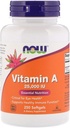 Vitamina A del aceite de hígado de pescado, 25000IU, 250 Sgels by Now Foods (Pack of 6)