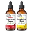 Wild &amp; Organic Hawthorn Berry Tincture 4 fl oz &amp; Dandelion Root Tincture 4 fl oz