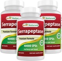 Mejores Naturales Serrapeptase 40000 SPU 180 Capsules (180 Cuenta (Pack of 3))