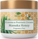 Manuka Honey Eczema Cream Moisturizing Lotion Fragrance Free For Psoriasis Relief - Itchy, Dry Skin Rash Ointment - Skin Soothing Moisturizer - Body & Face Cream - Kids &amp; Adults 8oz