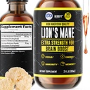 HERBIFY Lions Mane Suplemento - Daily Mushroom Supplement for Memory, Focus & Clarity - Brain Booster - Lions Mane Tincture for Immune Support - 2 Fl oz