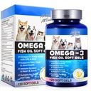 Omega-3 aceite de pescado para perros, Omega 3 aceite de pescado con EPA &amp; DHA ayuda a perros alergias estacionales Alivio, Boosts función inmune, Itch Skin Relief &amp; Promote Coat Health, Suplementos de mascotas - 120 geles blandos