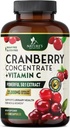 Pastillas de suplemento de arándano 25.000 mg - Alta Potencia Vitamina C Arándano para Hombres y Mujeres, Urinary Tract Health Support, Sugar Free, Gluten Free, Non-GMO, Cranberry Concentrate Extract - 60 cápsulas