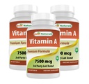 Mejores Naturales Vitamina A 25000 UI (7500 mcg), Fórmula No GMO apoya Sistema de visión saludable &amp; Crecimiento saludable &amp; Reproducción, 180 Softgels (180 Conteo (Pack of 3))