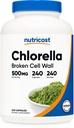 Nutricost Chlorella Capsules 500mg, 240 cápsulas vegetarianas - No GMO y Gluten Gratis