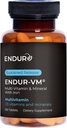 Endur-VM Multivitamina & Mineral (con hierro), Multivitamina diaria con minerales vitales, vitamina B, vitamina D &amp; ácido fólico, sin gluten, 150 tabletas