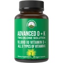 Rendimiento del pico Vitamina D 10000 UI con todos los 3 tipos de vitamina K - 10.000 vitamina D3 y vitamina K2, K1, MK-7 (MK7), MK4 cápsulas Suplemento - 60 pequeñas y fáciles de absorber píldoras