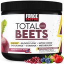 Factor de fuerza Total Beets Energy Drink Mix, Superfood Beet Root Powder with Nitrates to Boost Energy and Support Circulation, Blood Flow, Nitric Oxide and Stamina, Heart Health Supplement, 30 Servings