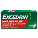 Excedrin Migraine Relief Caplets for Migraine Symptom, Acetaminophen 250mg, Aspirin 250mg, Caffeine 65mg, Doin Reliever, 100 Count