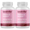 BESTVITE Choline Inositol 500mg (240 cápsulas vegetarianas) (120 x 2) - Sin estearatos - sin fosfato de dicalcium - No Fillers - Vegan - No GMO - Gluten Gratis