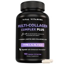 Complejo Multi Collagen Vitaminas Vitales Plus - con Biotina, Ácido Hialurónico, Vitamina C - Tipo I, II, III, V, X - para Hombres Mujer - Pelo, Piel, Piel Complejo de Belleza - 150 cápsulas