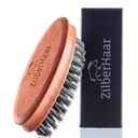 ZilberHaar Pocket Mustache and Beard Brush - Stiff Boar Bristles Small Brush - Perfect Beard Grooming Tool - Alivia la cállate de barba - Short and Medium - Made in Europe