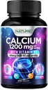 Calcio 1200 mg con vitamina D3 para la mejor absorción - Suplemento de soporte de bonificación avanzada, 1200 mg de carbonato de calcio " 1600 UI Vitamina D3, liberación lenta para soporte de inmuno, fácil de absorber, 240 tabletas