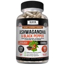 Kaya Naturals Ashwagandha 1300mg, 120 cápsulas contables para el alivio de estrés, Adrenal, Mood " Tiroides, Black Pepper y 100% Pure Ashwagandha -120 cápsulas