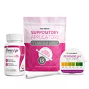 NutraBlast Boric Acid Vaginal Suppositories 600mg (30 Conde) w/Desechable Vaginal Suppository Applicators (15-Pack) y Feminine pH Test Strips 3.0-5.5 (100 Test Roll)