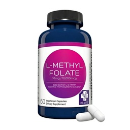 MD Life L-Methylfolate 10 mg Suplemento - Professional-Grade Active L Methylfolate Suplemento - 60 cápsulas - L-Methylfolate 10mg - Maximum Potency MTHFR W/ Essential Amino Acids